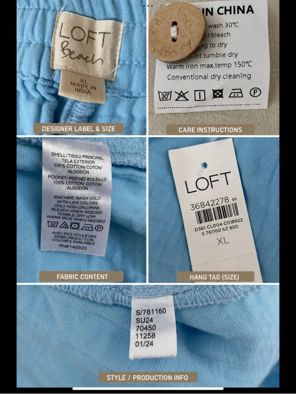 Coastal Sky Blue Cotton Gauze Beach Shorts NWT XL Drawstring Resort Cover Up